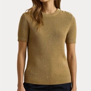 Ralph Lauren Gold Short Sleeve Sweater size small